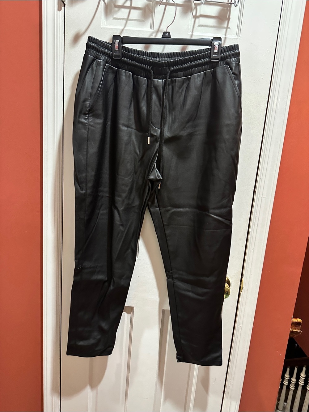 Suzy Shier Black Faux Leather Joggers/Trousers